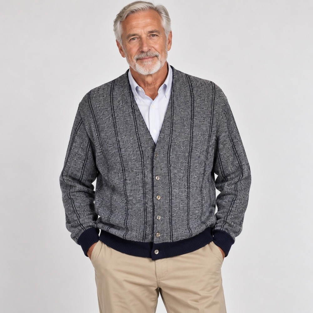 VTG Knitwear of Distinction by Arena 2 Ply Wool Grandpa Cardigan Sweater Mens XL
